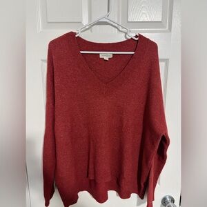 Treasure & Bond Deep Red V-Neck Sweater